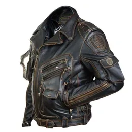 Men's Leather Faux Vintage Ghost Rider Motorcycle Multizip Jacket Lapel Pu Parka Plus Size Fat Singer Show Man 230906