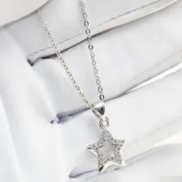 Pendant Necklaces Double Star Necklace Original Desgin Luxury Jewelry 925 Sterling Sier Pave White Sapphire Cz Diamond Party Promise P Dhn6G
