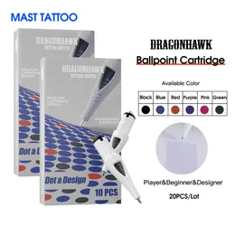 Tatueringsnålar Dragonhawk Ballpoint Tattoo Cartridge Needles For Player Nybörjare Designer Ritning Practice Tattoo Fack Multicolor Stippling 230907