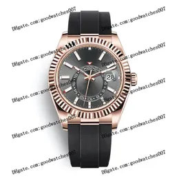 Högkvalitativ klocka 2813 Sports Automatic Machine 326235 Watchs 42mm Dark Grey Dial 316l Rostfritt stål 18K Rose Gold Black Rubber 202C