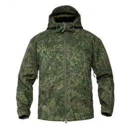 Outdoor-Jacken Hoodies Herren Military Camouflage Fleece Taktische Jacke Outdoor Shark Skin Soft Shell Wasserdichte Windjacke Kapuzenmantel Jagdkleidung 230907