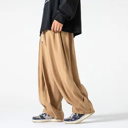 Calças masculinas MrGB Grande tamanho perna larga casual homens soltos moda cordão reto harem harajuku streetwear jogger M-5xl