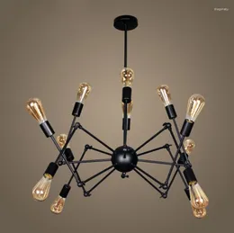Hängslampor American Iron Retro spindel ljuskronor belysning för vardagsrum barlampor kreativ konst industriell vindstudie hängande lampa