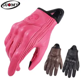 Guanti a cinque dita SUOMY Guanti da moto da donna in pelle retrò Lady Pink Guanti da bicicletta elettrici Moto Luvas Da Motocicleta Guanto da ciclismo per bici 230907