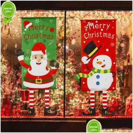 Christmas Decorations 2023 Merry Christmas Porch Door Banner Decor Santa Claus Snowman Hanging Ornament For Home Shop Mall Bar Xmas Na Dhubj