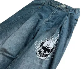 Jeans da uomo High street retro stampa teschio jeans dritti a vita alta da uomo y2k Harajuku punk spazzatura moda allentata hip hop pantaloni casual ins 230907