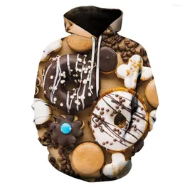 Erkek Hoodies Donuts Macaron Çikolatalı Tatlı 3d Baskı Sokak Giysileri Erkek Kadınlar Büyük Boyut Eşleştirme Kapşonlu Sweatshirts Çocuklar Giyim