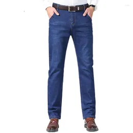Męskie dżinsy mężczyźni czysty kolor czarny / niebieski 2023 Business Codzienne proste spodnie rozmiar 40-28