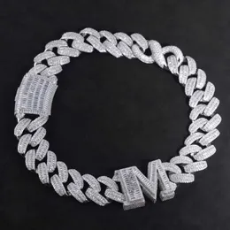 Fine Jewelry Custom Big Guy 28mm 925 Sterling Silver Bagutte Vvs Moissanite Diamond Cuban Link Chain Necklace with Letter Bebrq