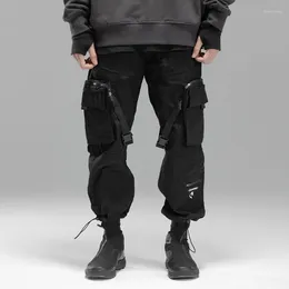 Pantaloni da uomo Tasche laterali con coulisse Pantaloni tecnici larghi Jogger con nastro con tasca meccanica