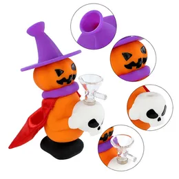 Hallowmas Pumpkin Wizard Silikonpfeifen-Set, Silikonbong, leicht zu reinigendes Dab-Rig – perfektes Geschenk für Männer an Feiertagen, Jubiläen