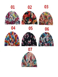 2019 New Fashion Baby Floral Printed Caps 소프트 코튼 인디언 귀 커버 모자 어린이 소녀 소년 터번 매듭 머리 랩 유아 어린이 B2770503