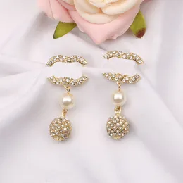 20 style 18K Gold Plated Women Letters Long Dangle Earrings Luxury Desinger Geometric 925 Silver Stud Rhinestone Crystal Pearl Flower Jewerry