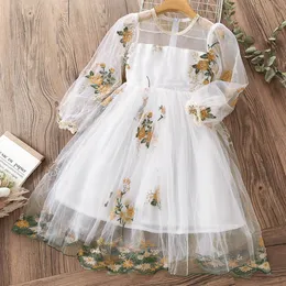 Kız Elbiseleri Nakış Gençler için Zarif Elbiseler Parti Elbise Çocuklar Prenses Kostüm Çocuk Bebek Giysileri Vestidos 8 10 12 14 Yıl 230906