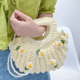 Sacos de noite Corrente de pérola DIY Saco bonito mão-tecido Fada Gardenia Shell Ombro Crossbody Material Enviar Namorada Presente Produto Acabado