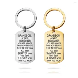 Keychains Stainless Steel Key Chain For GRANDSON Gifts Creative Funny Birthday Idea Stocking Stuff Fashion Jewelry