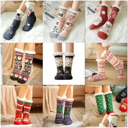 Weihnachtsdekorationen Stricksocken Cartoon-Weihnachtsbaumhaus Damen Dickes Sherpa-Fleece gefüttert Thermalchristmas Rra34 Drop Delivery Home Gar Dho57