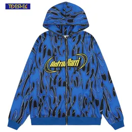 Men's Hoodies Sweatshirts Jaket bertudung Punk pria mantel Sweatshirt Hip Hop ritsleting huruf bordir grafiti Harajuku ukuran besar modis 2023 230907