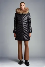 2023 inverno donna piumino d'anatra bianco Parka giacche con zip pelliccia con cappuccio a righe cappotti lunghi slim da donna MK23003