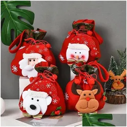 Other Festive Party Supplies Christmas Santa Sack Children Xmas Gifts Candy Stocking Bag Exquisite Claus Printed Linen Rra59 Drop Deli Dhz1I