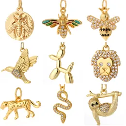 Charms Gold Color Bee Snake Charms for Making Supplies Sloth Animals Designer Diy Charm Charms for Earrings Necklace Making CZ Zircon 230907