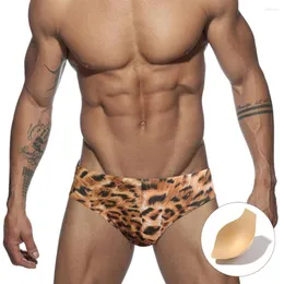 Underpants Leopardo Swimsuit Mens Confortável Swimwear Bolsa Convexa Briefs Surf Beach Sexy Low Rise Sport Bikini Thong Swim Trunks Cup