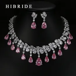 Wedding Jewelry Sets HIBRIDE Top Quality Tear Drop Shape AAA Cubic Zirconia Bridal Wedding Jewelry Sets White Gold Color Jewelry Set N59 230907