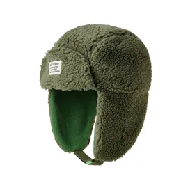 Beanieskull Caps Winter Russian Hat for Women Men Green Lamb Wool Beanie Cap Fashion Ear Protecting Bomber Thaingened Flying 230907