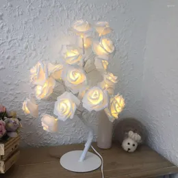 Nattlampor LED-simulering Rose Bedside Light Girl Heart-Shaped Room Decoration Lamp Sovrum sovsal WF1111205