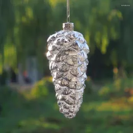 Party Decoration 12pcs/Pack 6 13cm Silver Pine Cone Glass Artifact Christmas Tree Hanging Ornament Window El Wedding Mall Festival