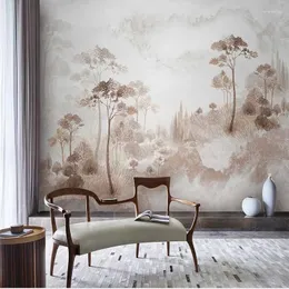 Wallpapers Custom Wall Cloth Chinese Ink Retro Landscape Painting Living Room Bedroom Background Wallpaper For Papel De Parede 3D