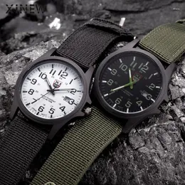 Armbandsur xi titta på män mode militära sportklockor canvas rem Analog kvarts handled horloge heren erkek kol saat 2023