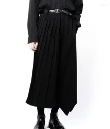 Men's Pants Casual Black Large Wide Leg Simple Solid Color Skirt Irregular Asymmetric Deconstruction