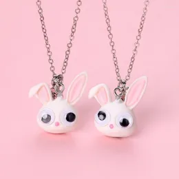 Correntes Lovecryst 2 Pçs / set Bonito Olhos Grandes Resina Animais Pingente Colar Para Meninas BFF Amizade Jóias Presente