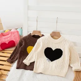 Pullover 2023 Girl Western Style Sweet Love Knitting Comfortable Soft Sweater Girls Autumn Fashion Long Sleeve O Neck Top 230906