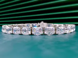 Asscher Cut Moissanite Diamond Bracelet 100 Real 925 Sterling Silver Engagement Wedding Bangles 여성용 남성 보석 5390934
