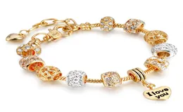 DIY Alloy Big Hole Charm Bead Armband Pulsera Jewelry Golden European Bead Armband Bangles Gifts 20 Styles4326444