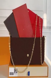 ثلاثة من كل حقيبة سلسلة مطبوعة عالي الجودة الكلاسيكية على غرار الأزياء Chessboard Canvas حقيبة بطاقة الكتف الشعبية الأكياس 9495304