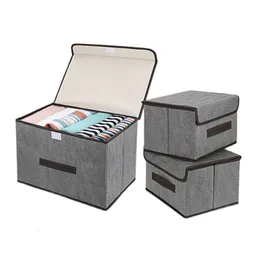 Förvaringslådor BINS FACK Non Woven Fabric Box Grey Home Supplies Kläder Underkläder Sock och barn Toy Organizer Cosmetics 230907