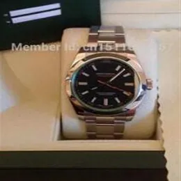 Luxuriöse Top-Qualitäts-Armbanduhr, Saphir-Milgaus-Schwarzes Zifferblatt, 116400, Edelstahl, automatische Herrenuhr, Watches232S