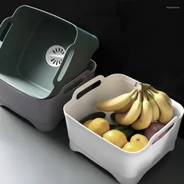 Cestelli portaoggetti Cucina Lavaggio Verdura Cesto di frutta Spina dell'acqua rotante manuale Scarico Contenitore per pulizia in plastica Filtri