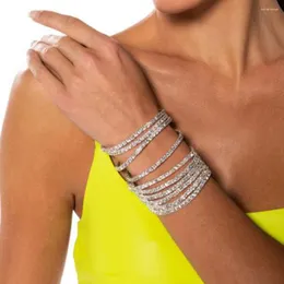 Bangle XSbody Arm Rhinestone Stretch Multilayer Armband för kvinnor Fashion Accessories Bridal Charm Wedding Jewelry Bride