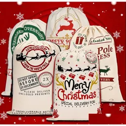 Christmas Decorations Santa Sacks Canvas Gift Bags With Dstring Xmas Candy Storage Large Bag Pocket For Kids Present Drop Delivery Hom Dhetu