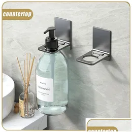 Bathroom Shelves Bathroom Accessories Self-Adhesive Wall Mounted Shampoo Bottle Shelf Liquid Soap Shower Gel Organizer Hook Holder She Dhrzb