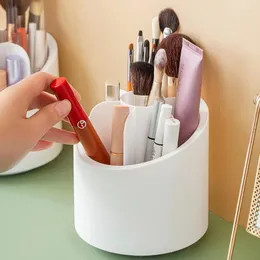 Makeup Brushes Multifunction 360° Rotating Pen Holder Pencil Brush Bucket Dust-proof Cosmetic Storage Box Compartment Desktop Organizer