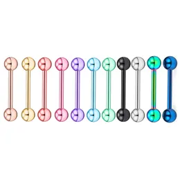 Labret Lip Piercing Jewelry Tongue Piercings 14G Anodized Nipple Barbell Mamilo Langue Rings Bars Body wholesales 10 color choose 230906