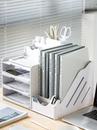 Other Desk Accessories 4 Layers Magazine Holder spaper Rack Stationery Storage Box Organizer Document Letter File Tray Home Office 230907
