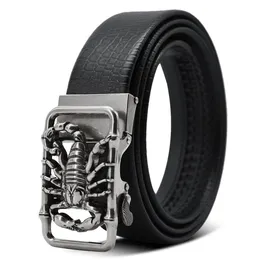 Belts Metal Scorpion Shape 3D Buckle Belts Men Leather Luxury Brand Automatic Buckle Punk Belt Male Quality Designer Belt Animal 230907