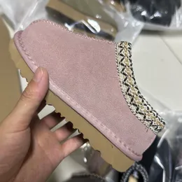 Terlik çocuklar bebek yürümeye başlayan çocuk tazman botları ii kestane kürk slaytlar koyun derisi shearling klasik ultra mini bot kış hardal tohumu katırları slip-on yün 77