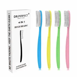 Toothbrush DR PEFECT Ultra Hard Toothbrush BPA Free Set of 4 Large Long Head Whitening TeethL2030907